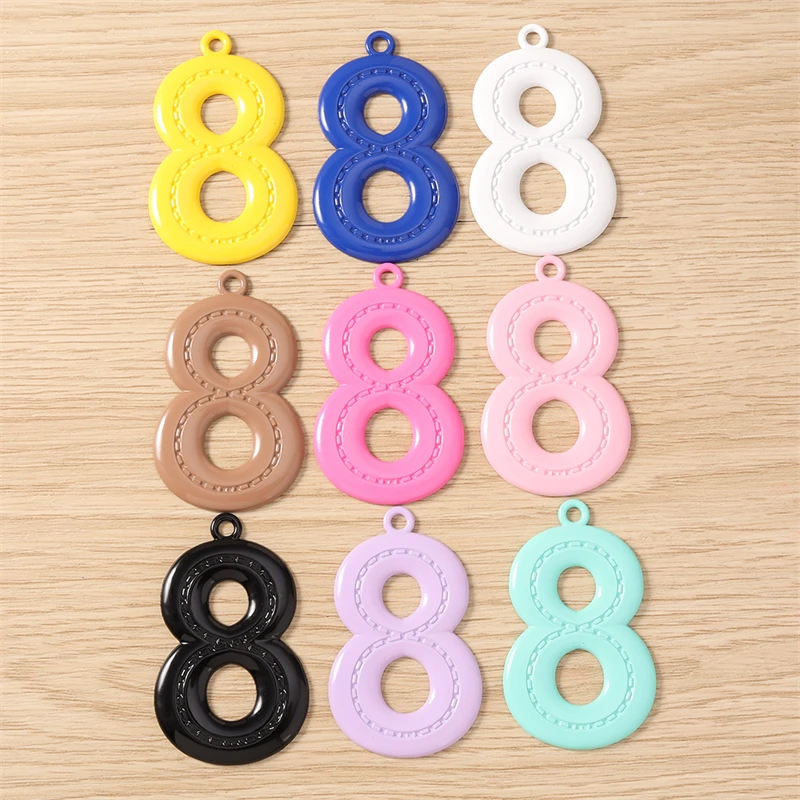 5 Stück niedliche, bunte Metallanhänger mit den Zahlen 0-9 zum Basteln von Schmuck, Halsketten, Ohrringen, Schlüsselanhängern und für DIY-Bastelarbeiten. – Detail 13
