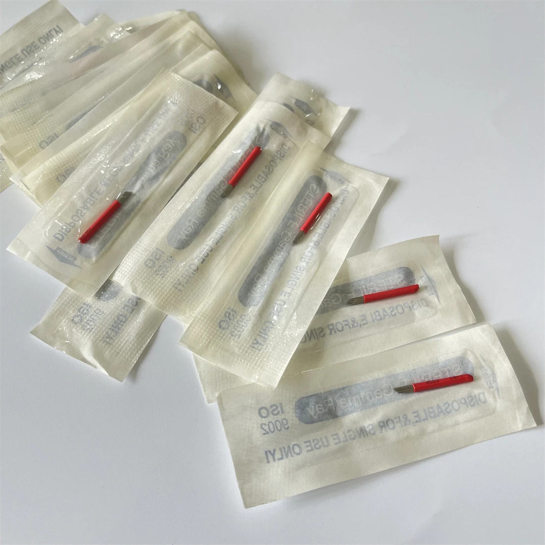 50Pcs Tebori Shading Beveled Round 19Pin Eyebrow Microblading Needles Manual Needle Fog Eyebrow Blade Needles Permanent Makeup