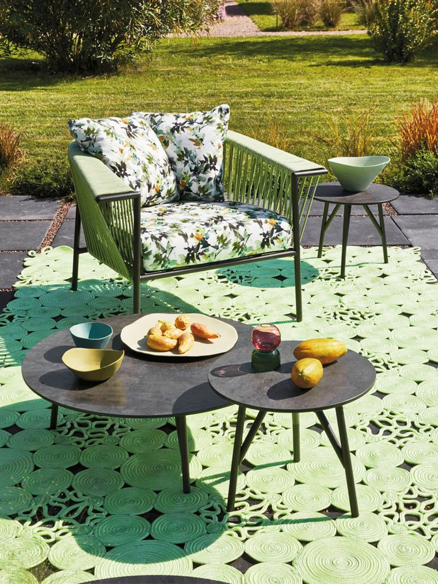 โซฟาหวายสไตล์นอร์ดิกสำหรับพักผ่อนกลางแจ้ง เฟอร์นิเจอร์สำหรับวิลล่า ลานบ้าน สวน ระเบียง  ทนน้ำและป้องกันแสงแดด