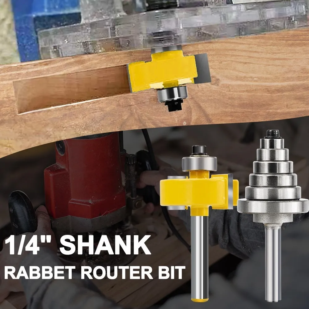 Frees 1/4 Schacht Rabbet Router Bit Met 6 Lager Verstelbare Tenon Cutter T Sleuf Frees Set Voor Houtbewerking