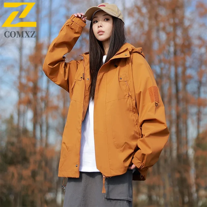 

COMXZ Luxurious Jacket Neutral Hood Outdoor Camping Lightweight Motorcyclist Jackets Leisure Hiking Travel Comfort Man Clothes