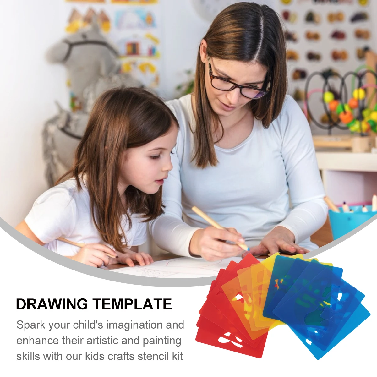 12 قطعة من قالب رسم الرسوم المتحركة استنسل مساعد للأطفال لوازم الرسم الإبداعي قالب الرسم #5