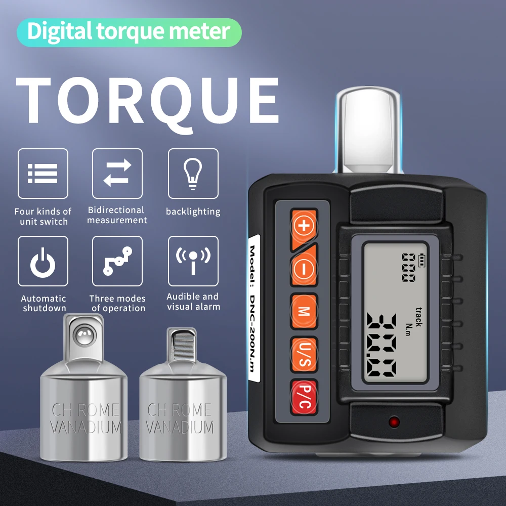 1/2 Digital Torque Gauge Universal Electronic Adjustable Torque Wrench Meter for Bicycle Car Repair Real-time Peak Preset Mode