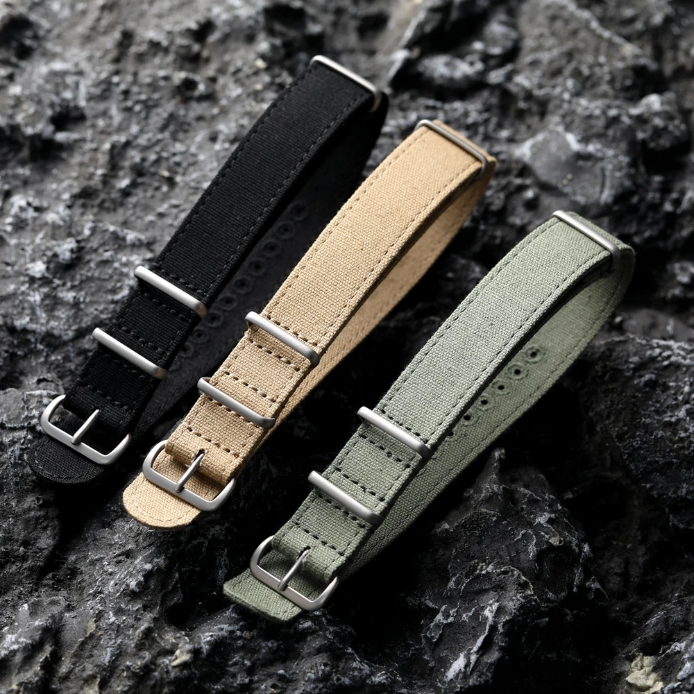 Gerades Eimerdesign, G10-Canvas-Armband, langlebiges Retro-Armband, 20 mm, 22 mm, hochwertiges Soldaten-Herrenarmband