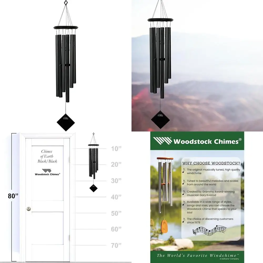 

Medium Tone Black Wood Outdoor Wind Chime for Garden, Patio, Porch - 37-Inch Medium Sound Chimes for Decorative Gifts