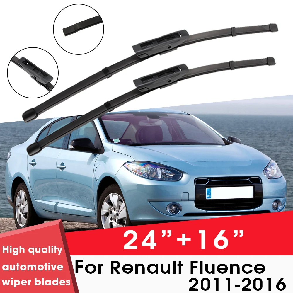 

Car Wiper Blade Blades For Renault Fluence 2011-2016 24"+16" Windshield Windscreen Clean Rubber Silicon Cars Wipers Accessories