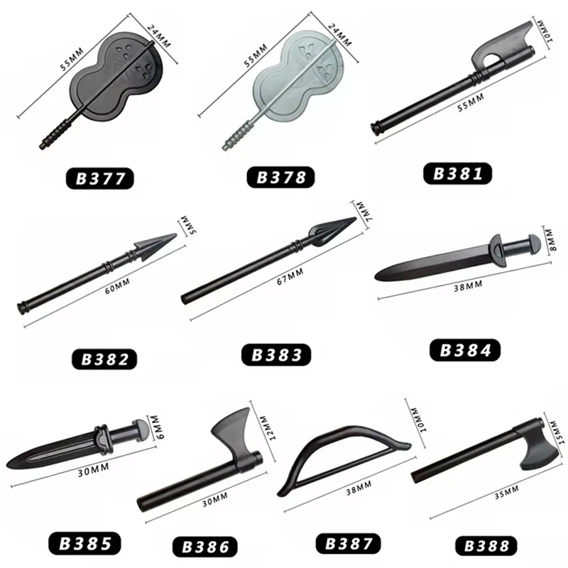 MOC Medieval Military Building Blocks Rohan cavalry Waffen Accessories Knights Soldiers Helmet Armor Spear Sword Sickle Bow Toys