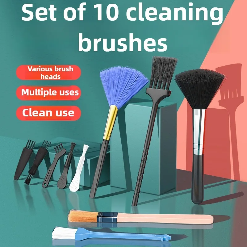 

10-piece set High-Power Turbo Fan Brush Set - Multi-Functional Dust Remover with Soft Brushes for Keyboard Gaps All-Purpose Tool