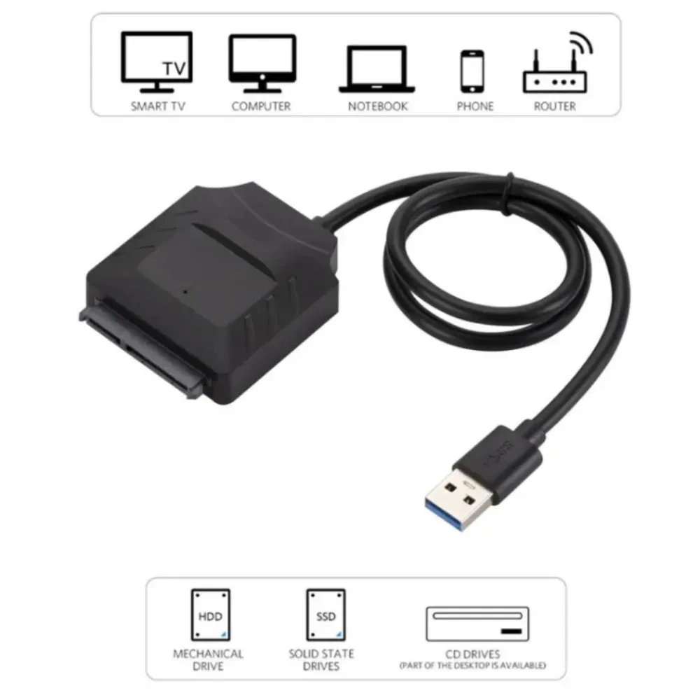 Sata ke USB 3.0 kabel adaptor USB ke SATA 3 kabel mendukung 22 Pin 2.5 3.5 inci konektor komputer Hard Disk SSD HDD eksternal