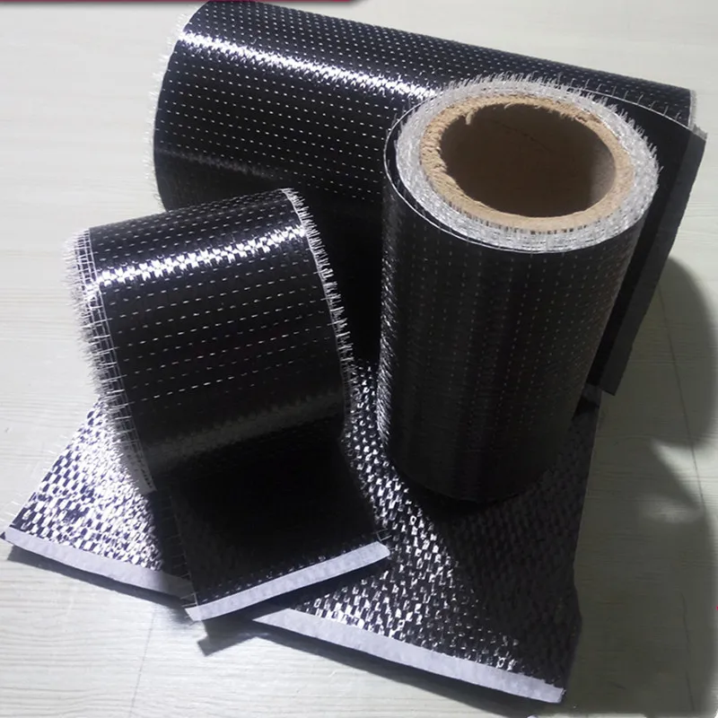 T700 300gsm 200gsm 50cm 30cm szerokość z włókna węglowego 12k UD jednokierunkowe tkaniny o wysokiej wytrzymałości materiał do naprawy budynku — zdjęcie 4