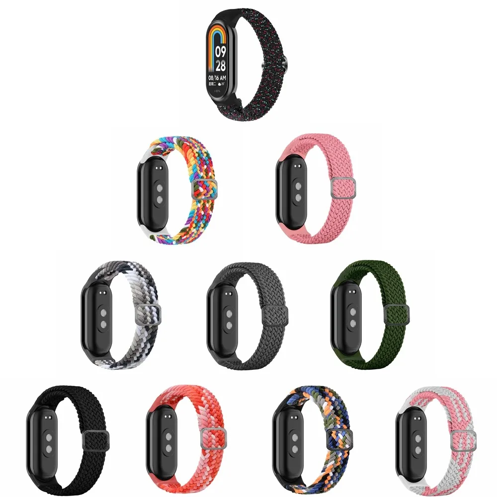 Bracelet de montre tissé en nylon réglable pour Xiaomi Band 8, sangle ultra mince, structure marketen métal confortable