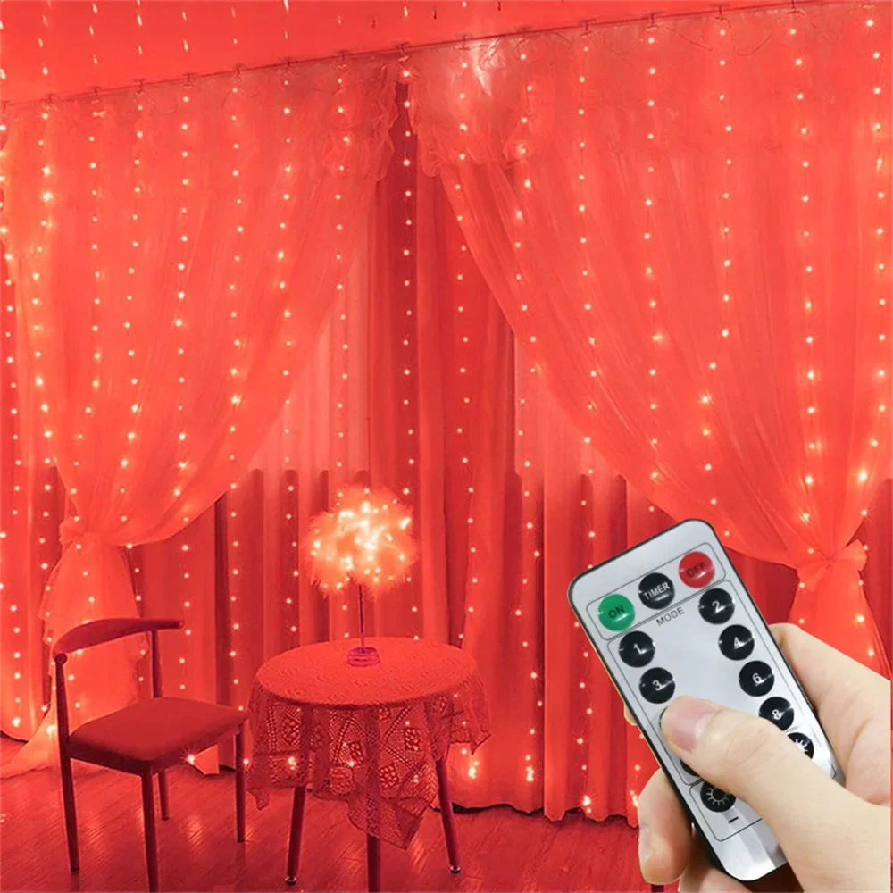 

Festoon Curtain Remote Garland USB Lamp Christmas Outdoor Garden Wedding Party Room Balcony Decoration LED Fairy String Lights