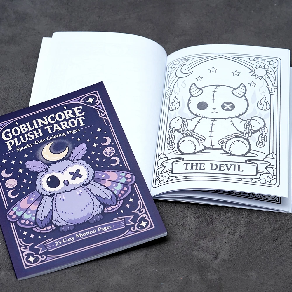 Spooky Cutie Tarot Coloring Book Goblincore Aesthetic Gothic Horror Illustrations for Stress Relief and Relaxation Cute Creepy image 5