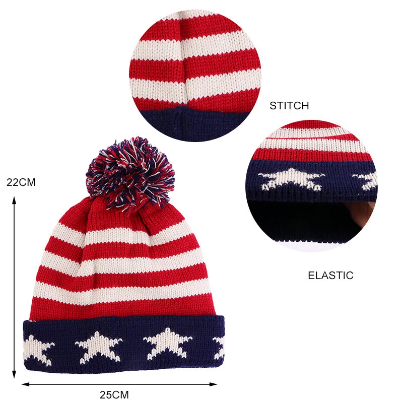 Winter Knitted Wool Cap British American Flag Hat Ear Warmer Cap Crochet Knit Cap Unisex Skullies Beanies Warm Outdoor Ski Caps