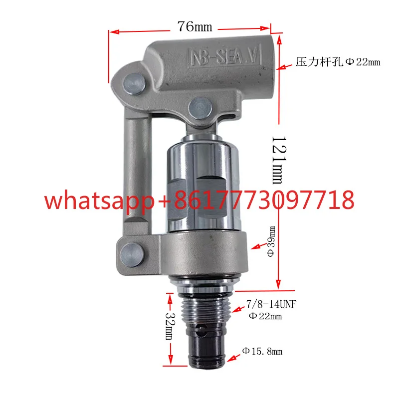 Hydraulic Manual Pressure Pump Threaded Cartridge Manual Pump LHP-10 with Pressure Lever Overflow Valve Block, Pressure Pump