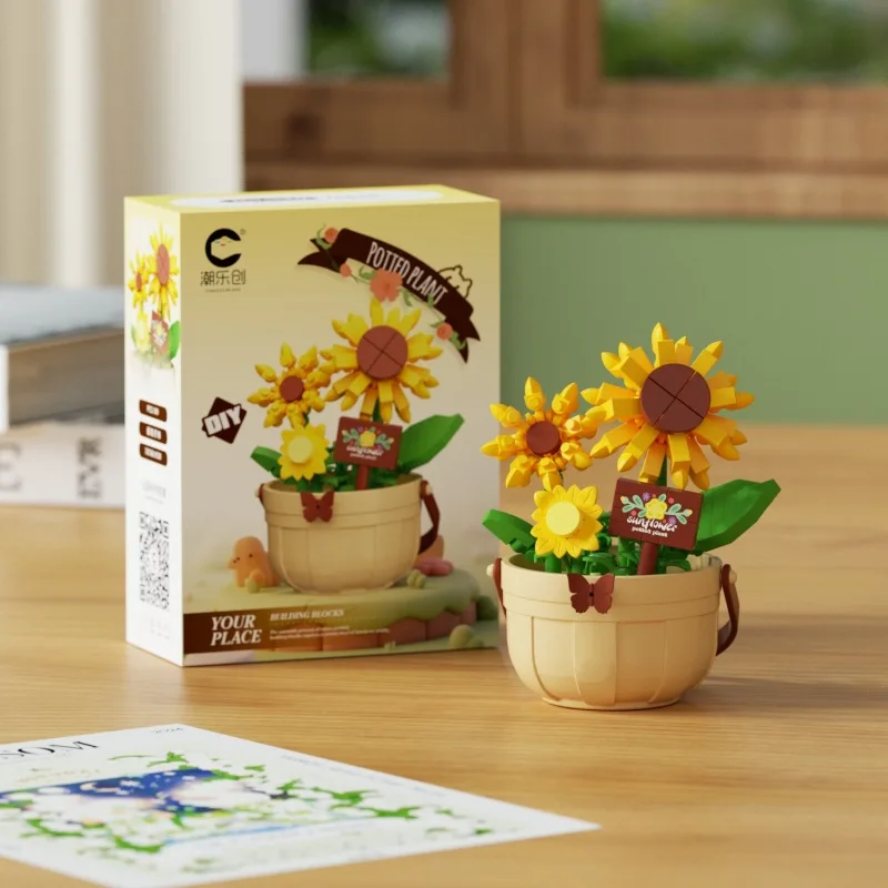 Bouwstenen voor kerstcadeaus - Creatief bloemenmandgebouw, leuk educatief doe-het-zelf puzzelspeelgoed