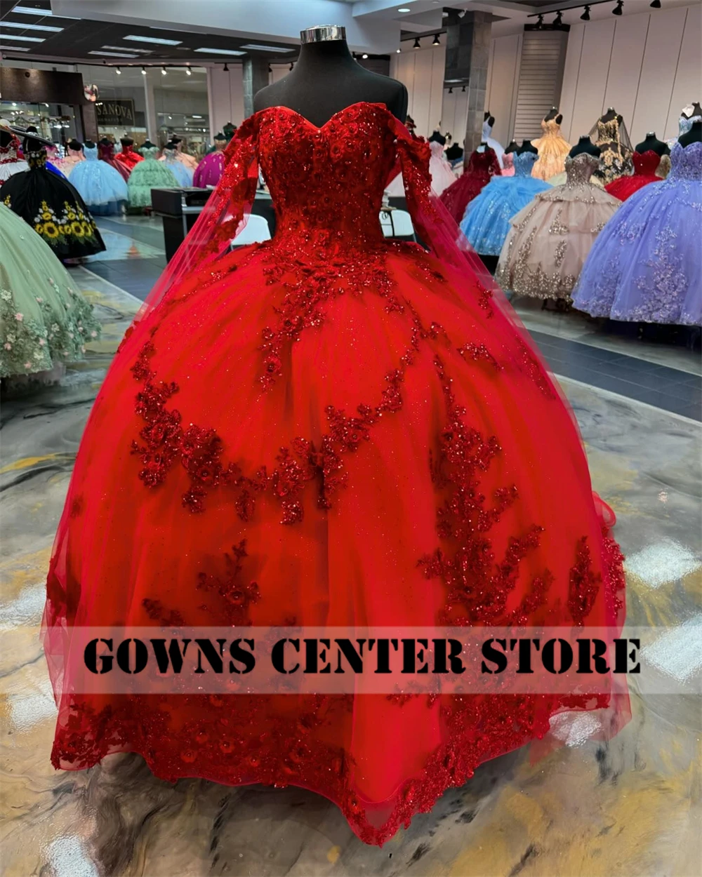 Ablaze Shine Red Lace Appliques Ball Gown Quinceanera Dress Mexican Sweetheart Spghetti Sweet 15 Dress Corset Vestidos De 15 Año