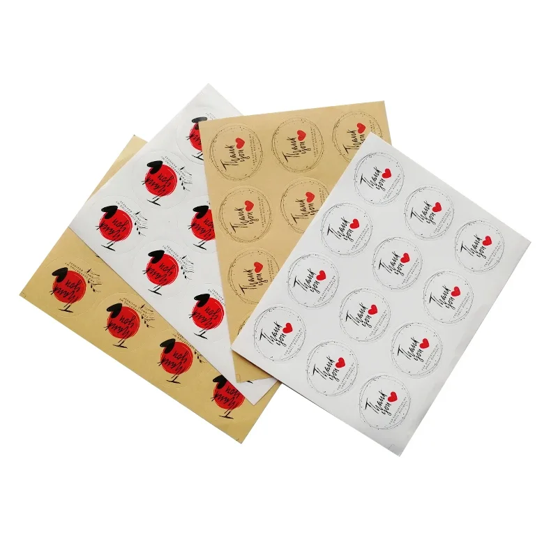 

1000Pcs wholesale Handmade heart Sealing Stickers Thank You Round sealing red Labels cowhide white decorative Stationery 38mm