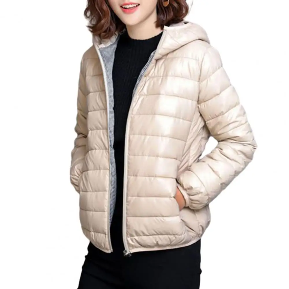 Manteau observateur à Capuche Rembourré pour Femme, Chaud, avec Poches à Fermeture Éclair, pour Automne et Hiver