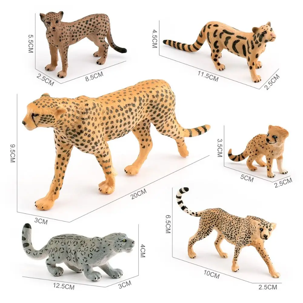 Realistici Leopard Action Figures Simulazione Ornamento Modello Leopardo delle nevi Educativo Miniature Cheetah Leopard Figure Decorazioni per la casa