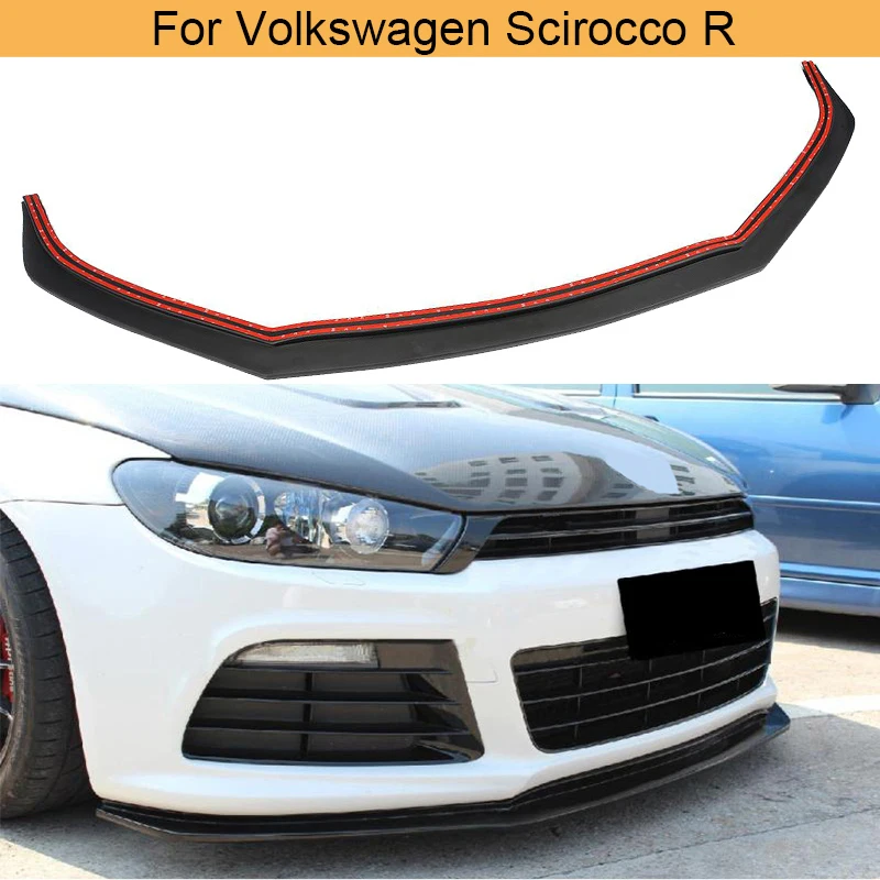 Black PU Front Bumper Lip Spoiler for Volkswagen VW Scirocco R 2009 - 2014 Non Standard Car Front Bumper Lip Chin Spoiler