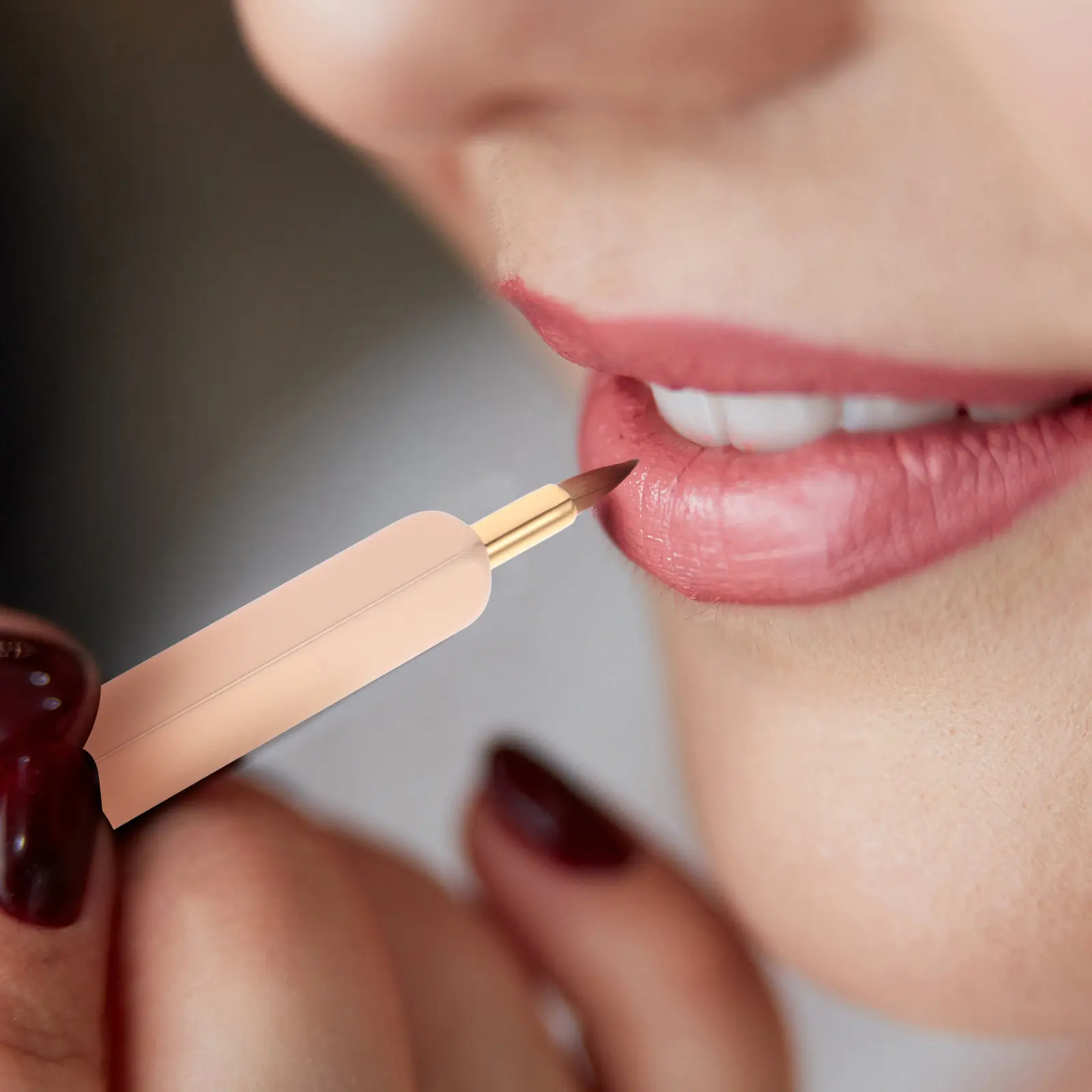 

2Pcs Retractable Lip Brush Telescopic Design Premium Bristles Lightweight Metal Tube Portable for Travel Daily Makeup