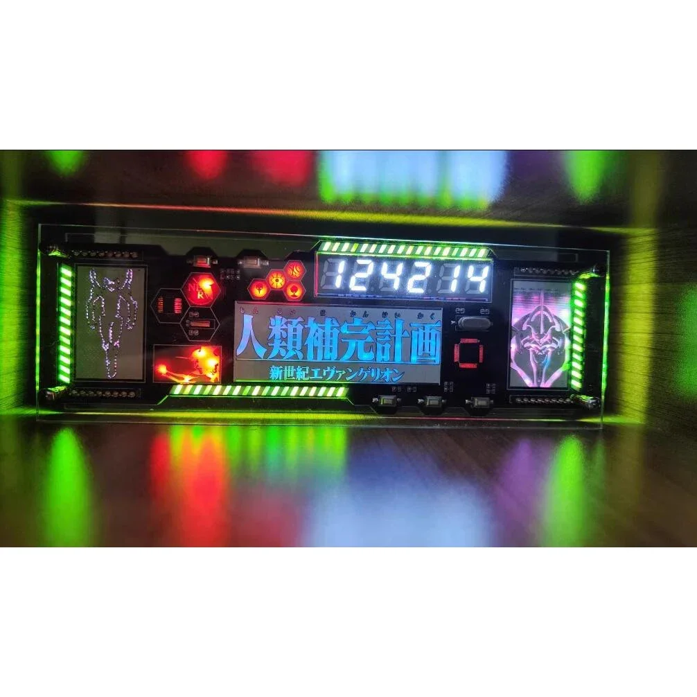 Upgraded RGB Table with Cyberpunk Clock EVA Theme Clock With Acrylic Shell