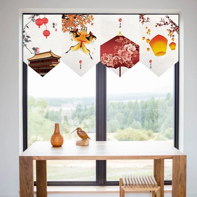 Chinese Style Short Door Curtain Kitchen Partition Noren Izakaya Cuisine Izakaya Sashimi Hanging Pennant Home Decor Drapes