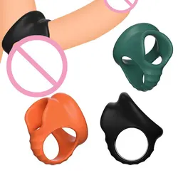 Silicone 4 Holes Penis Ring SM Testicle Bondage Ball Stretcher Cock Cage Semen Lock Dick Enlarger Male Masturbation Sex Supplies