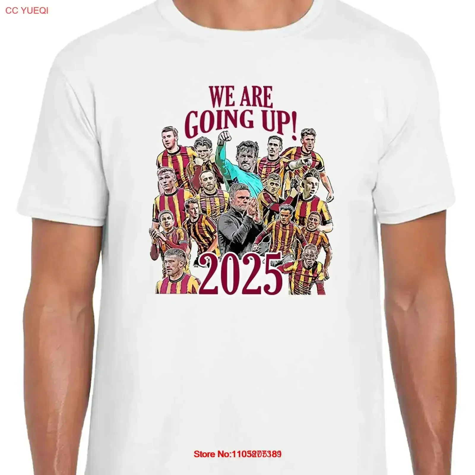 

Футболка Bradford City Promoted 2025 S XXXL для любителей топов, винтажная стираная повседневная мягкая стильная уличная одежда, слегка модная графика