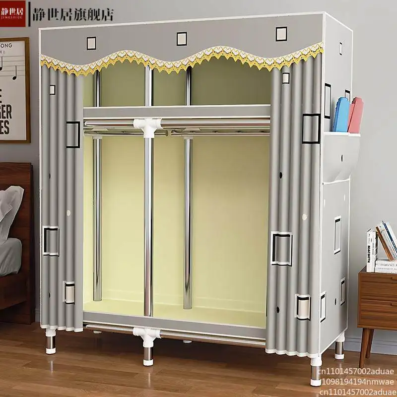 Cloth wardrobe household simple assembly full steel frame thick steel pipe