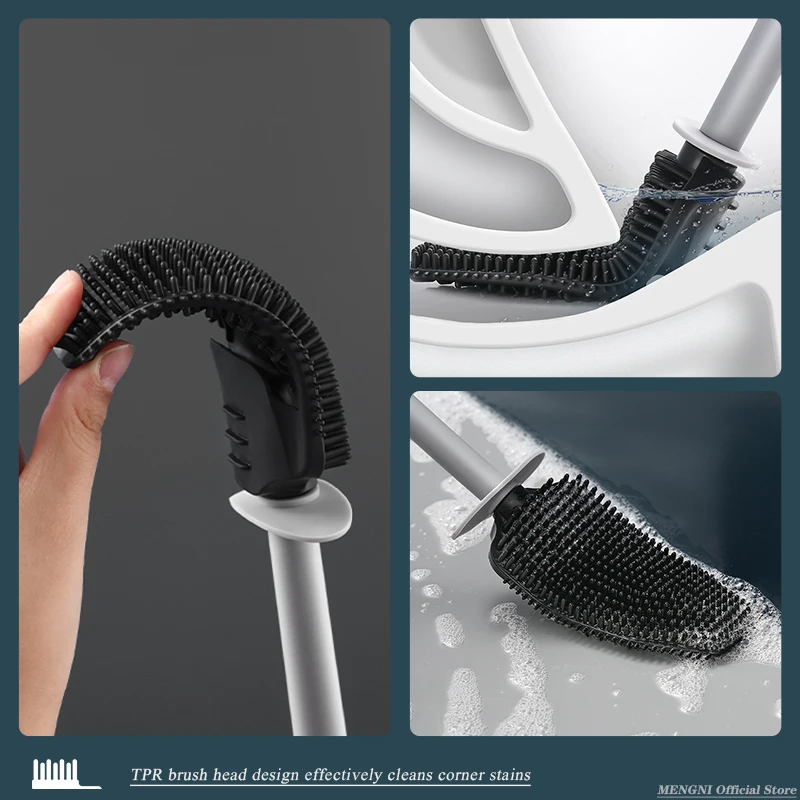 MENGNI escobilla de baño de alta calidad, herramienta de limpieza de drenaje rápido con montaje en pared, juego de accesorios de baño