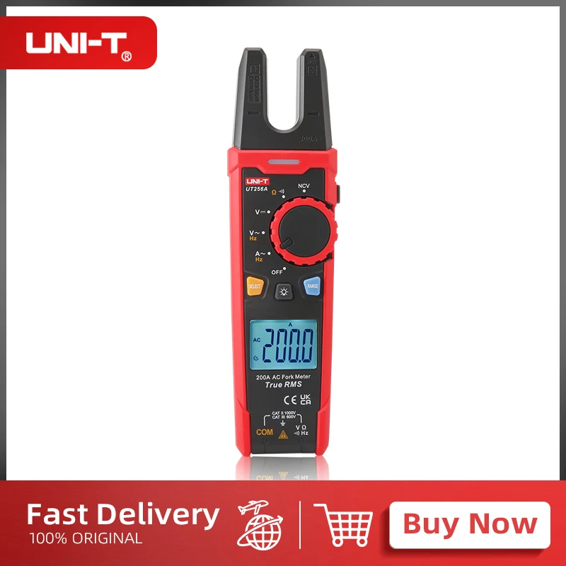 

UNI-T Digital Clamp Meter UT256A True RMS Fork Meter AC Current Pliers Ammeter Voltmeter Capacitor Frequency Tester