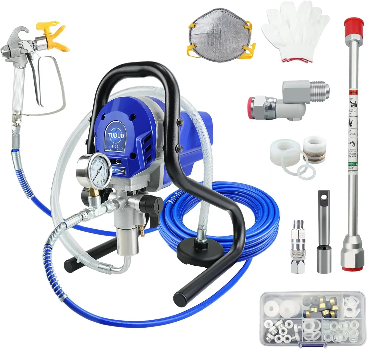 Pulverizador 3000psi 750w máquina de pulverização mal ventilada de alta eficiência, pintor de energia de suporte com pistola de pintura para casa diy, parede, cercas pa