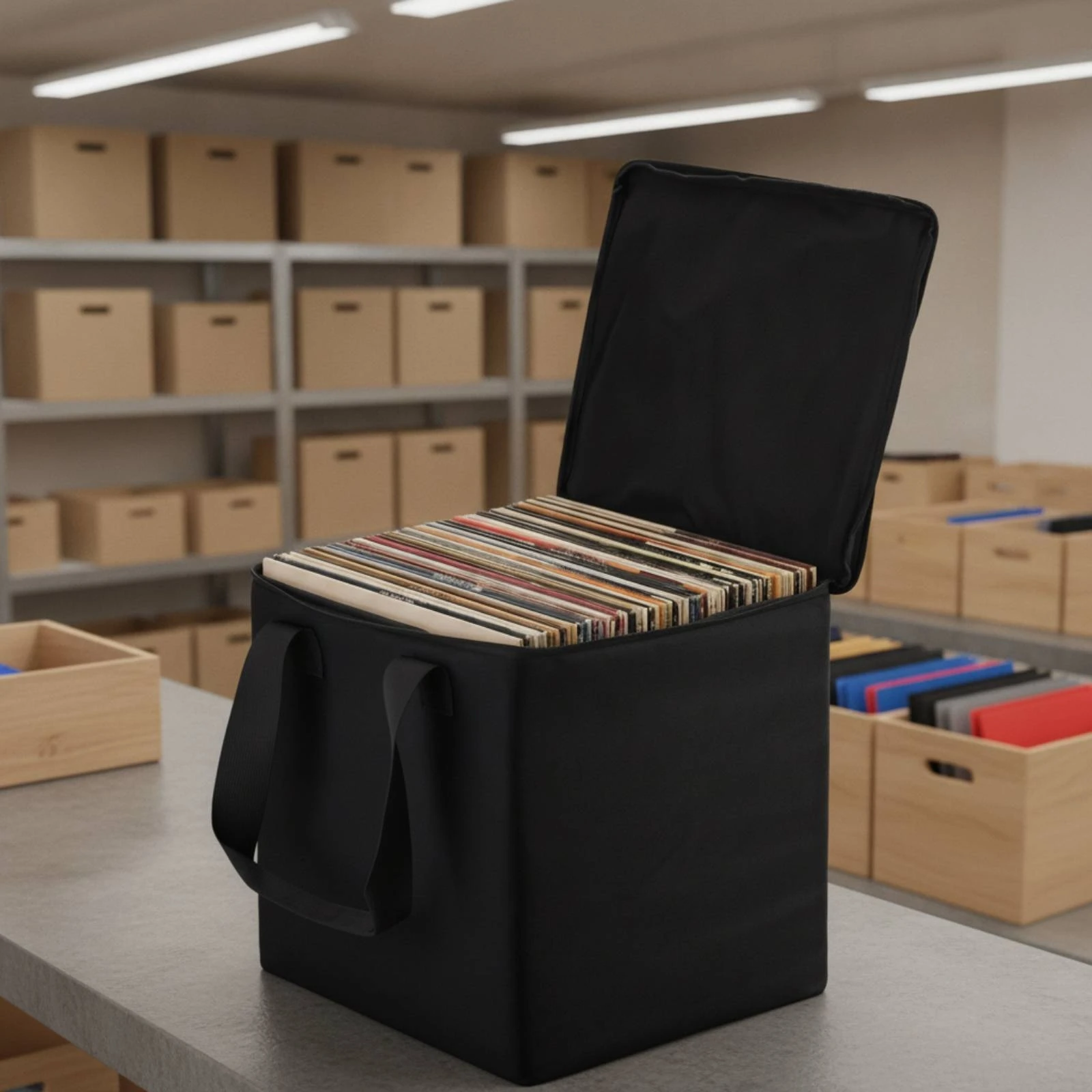 Vinyl Album Bag Soft Sided Album Tote Bag Holder Shielding Heavy Duty for DJs, Home Organization, Travel