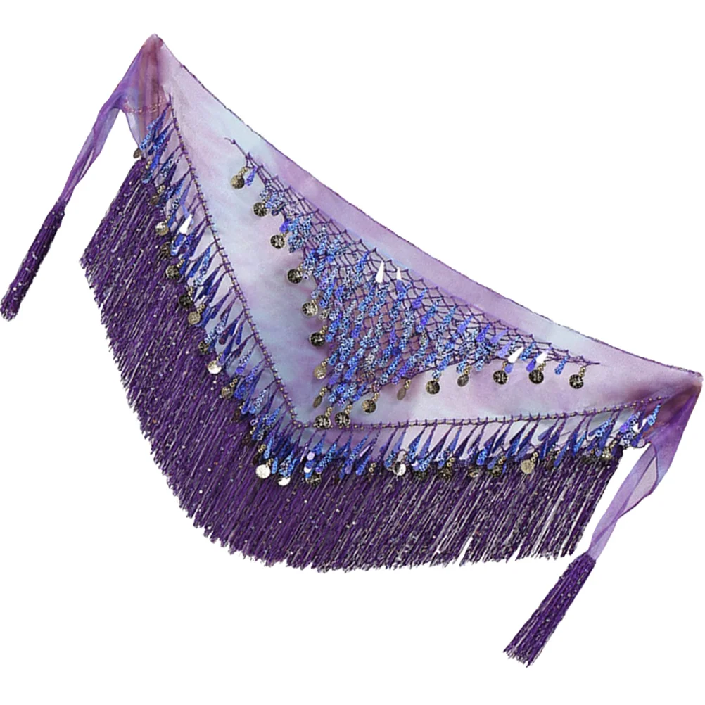 Girls Clothing Dance Scarves Sequin Triangle Hip Scarf Mini Belly Dancing Skirt Skirts Purple Sequins Women's