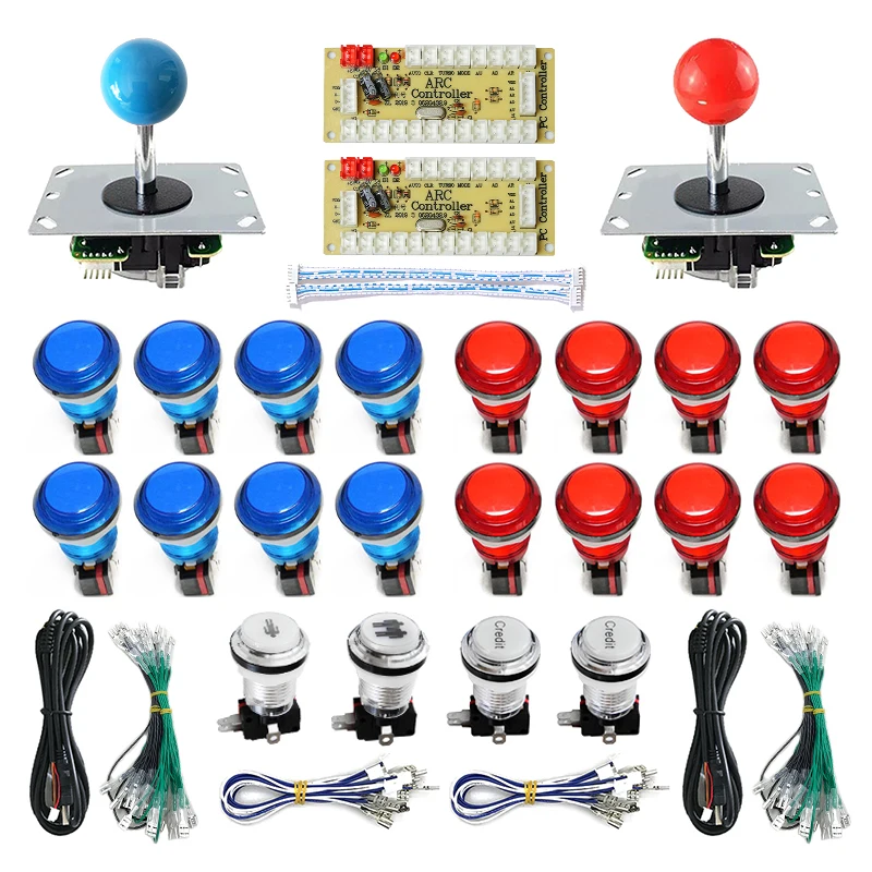 

Kit Arcade 2 Player Zero Delay Mando Arcade Usb Encoder To Pc Rasberry Pi 33mm Led Push Button Joystick Usb Arcade Cabinet