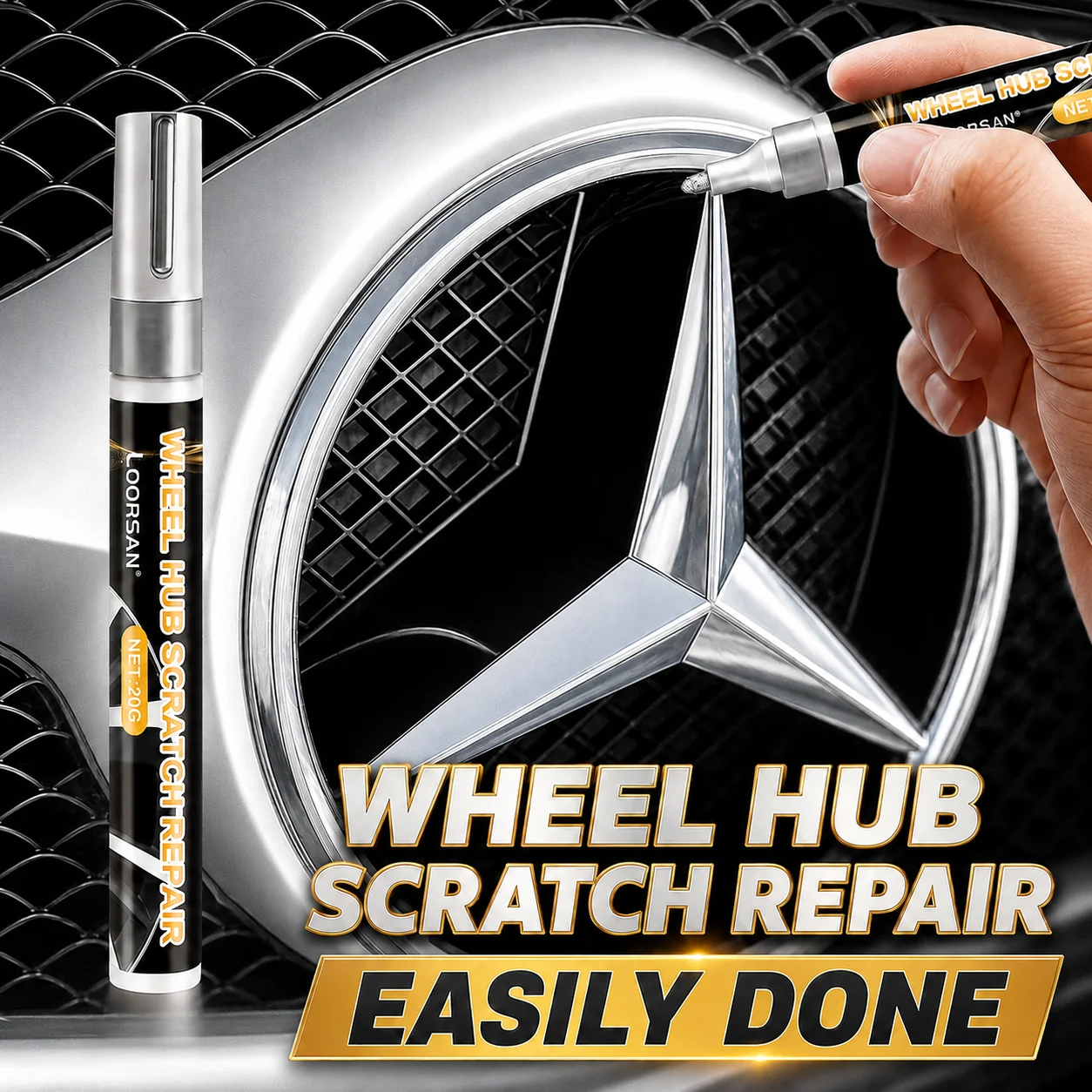 KJM Chrome Paint Marker 20G Car Scratch Repair Pen For Wheel Rim Trim Grille Door Handle Metal Plastic Touch Up