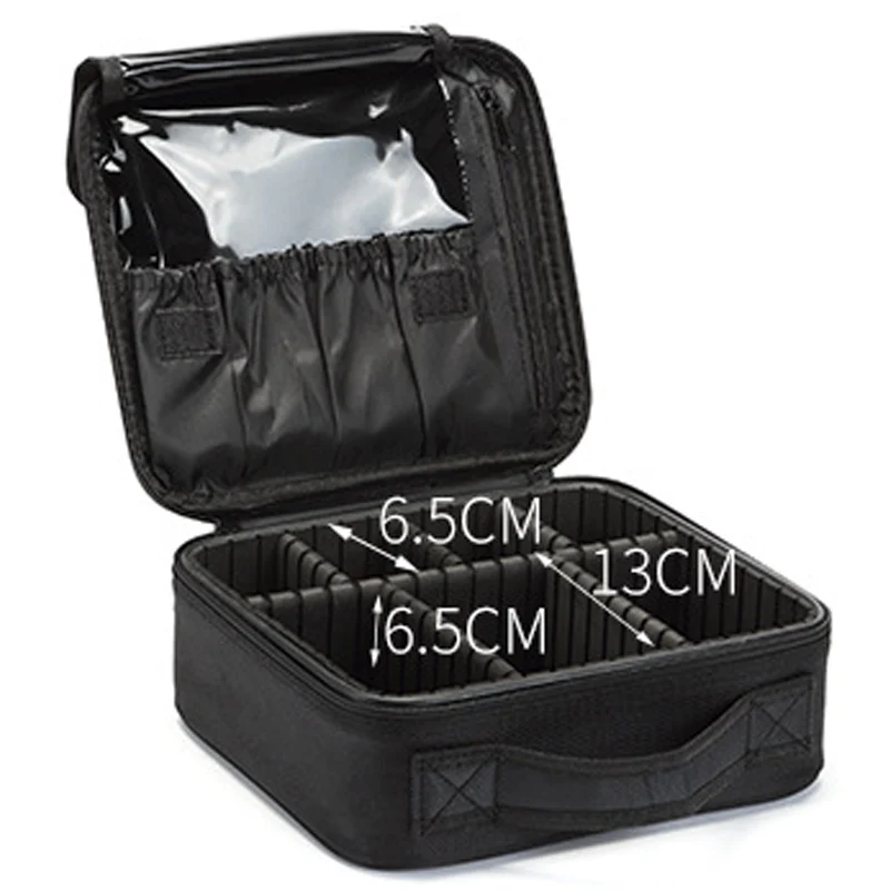 Black Square Makeup Bag Large Capacity Portable Zipper Makeup Case Women Make Up Handbags Organizer Storage Cosmetic Boxes