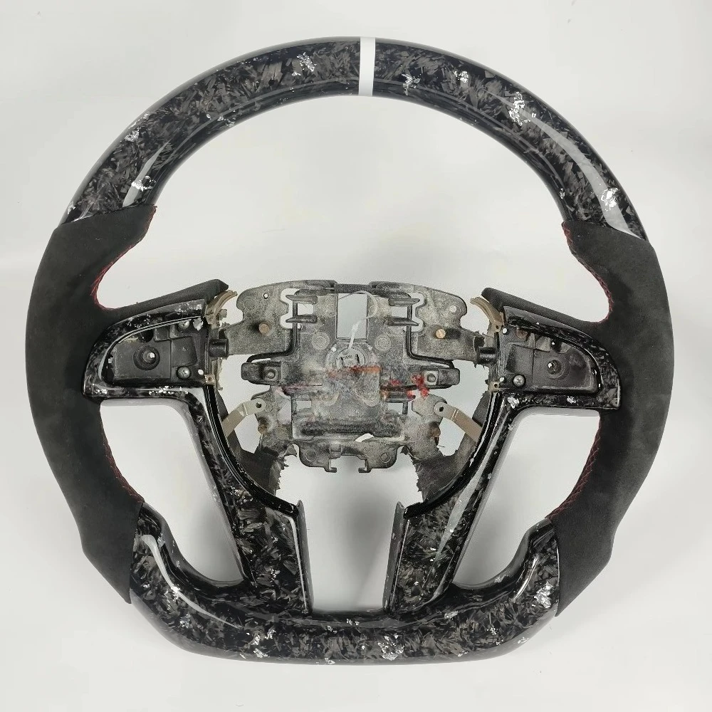 Customizable Silver Forged Carbon Fiber and Black for Alcantara Car Steering Wheel Perfect Fit for Pontiac Holden G8