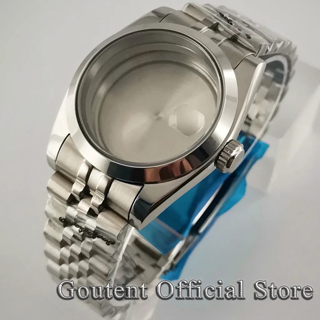 

36mm/39mm Strap Sapphire Silver Watch Case Fit NH35 NH36,MIYOTA 8205/8215/821A,DG2813 3804,ETA 2836 2824 PT5000 Movement