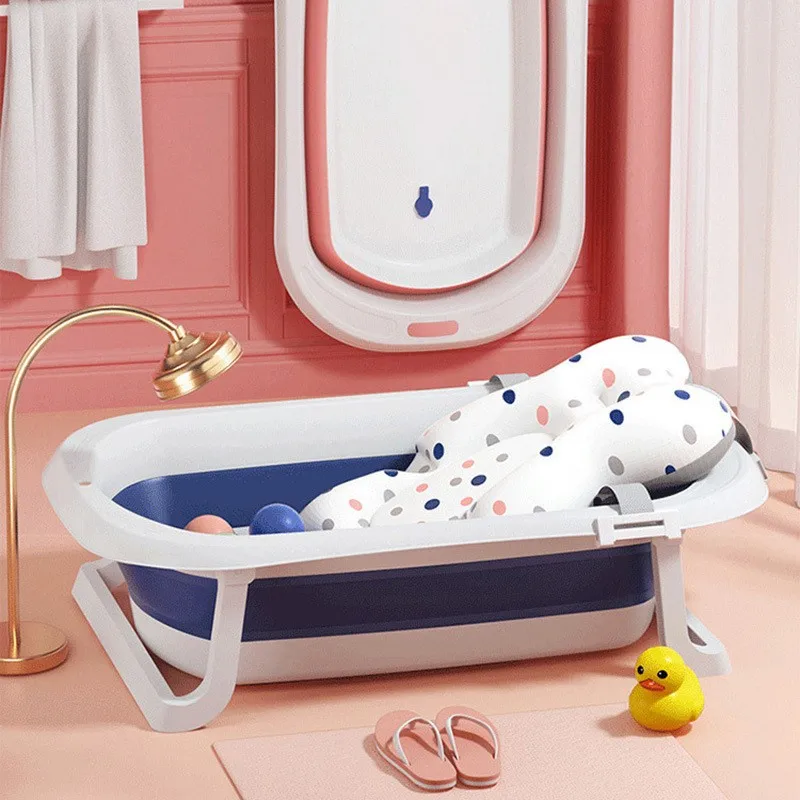 Children\'s Folding Bathtub Household Portable Baby Bathtub Sitting and Lying Neonatal Large Bath Bucket Baby Bath Bucket Set