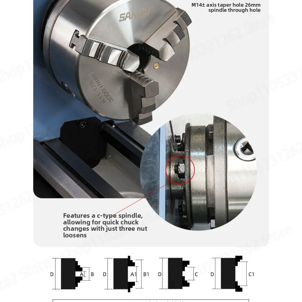 JY250VF High Precision Mini Metal Lathe Multifunctional for Household Woodworking