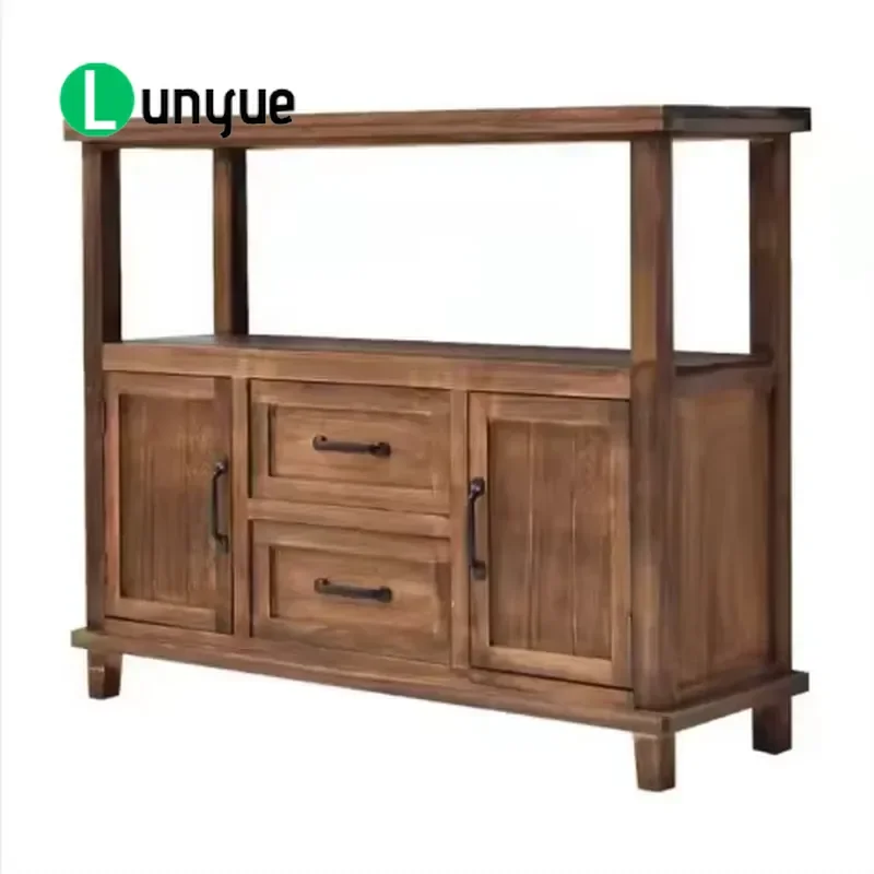 American Style Wooden Storage Locker Smart Living Room Furniture Home Organization Cabinet Solid Wood Design Space Saving