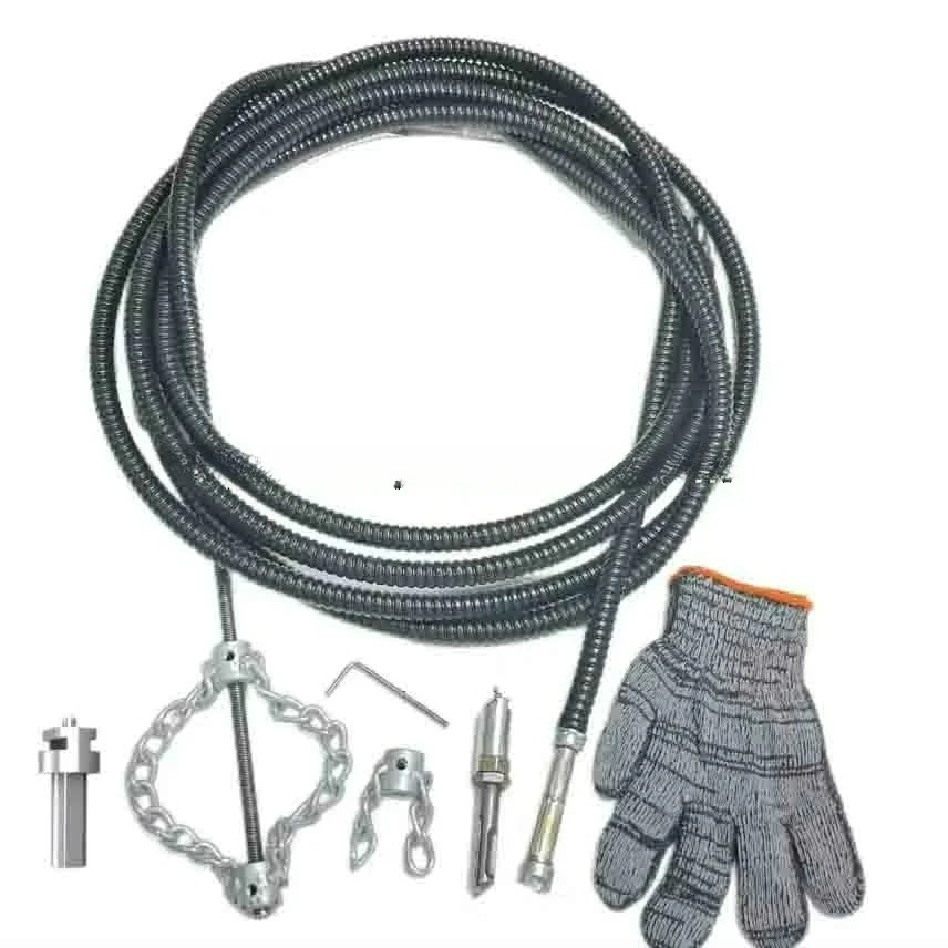 Electric Sewer Dredging Tool 1-10 Meters Solid Chain Pipe Cleaner for Home Garden Spring Oil Plugging Maintenance Equipment