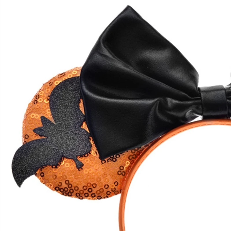 Festive Halloween Hair Hoop with Glossy Sequin Bow Ornament Light Comfort Frame Suitable for Stage Gala Trick-or-Treat Cosplay view 3