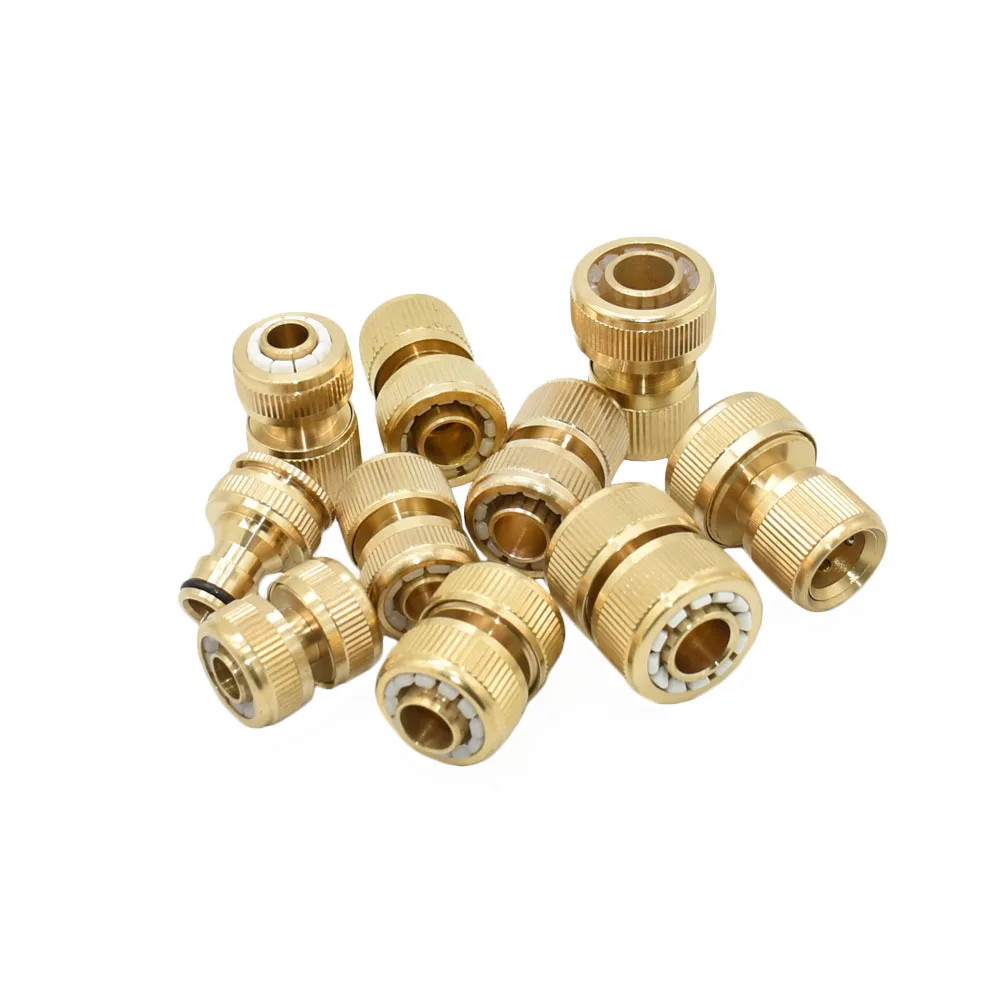 Copper Connector 1/2 5/8 3/4 Garden Hose Quick Connector Brass Metal Repair Fitting Water Pipe Coupler