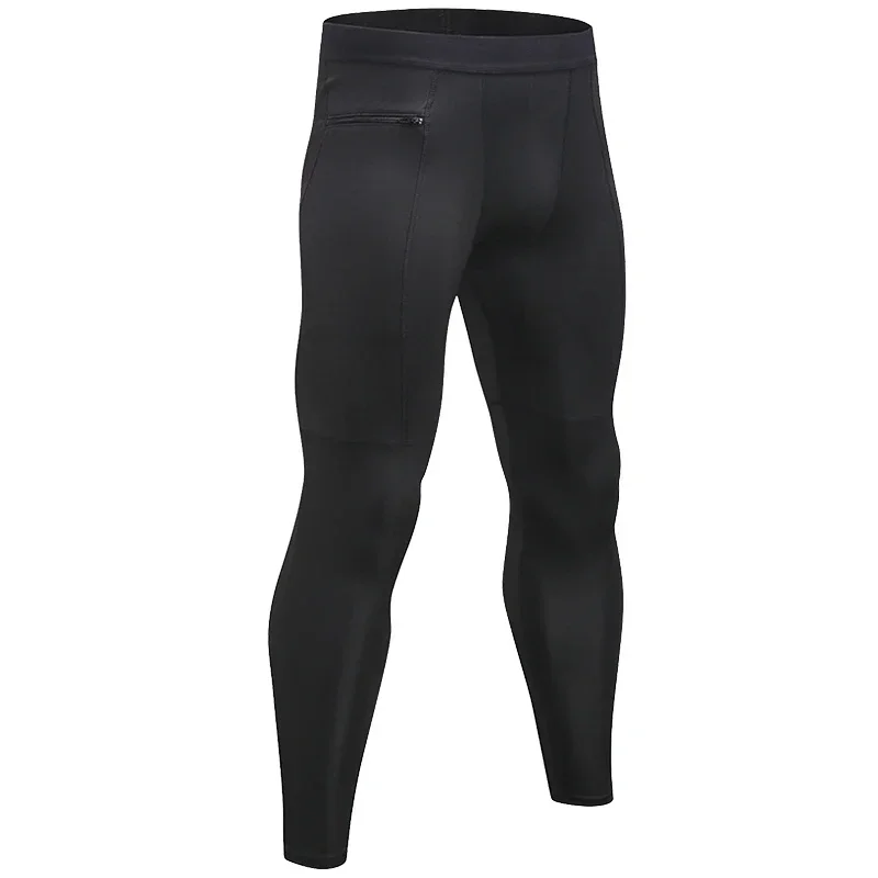 Pantalones de compresión para hombre, ropa deportiva de secado rápido, mallas para correr, Legging, entrenamiento físico, deporte de ciclismo, pantalones de Yoga con bolsillo con cremallera