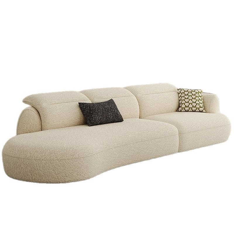 Modern simple fabric sofa fully disassembled and washed cotton and linen fabric adjustable high backrest curved sofa