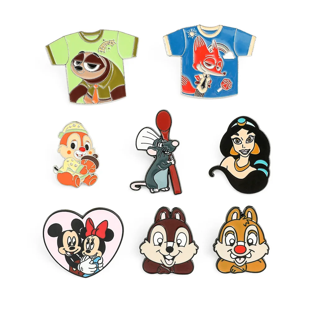 

Disney Mickey Mouse Princess Jasmine Zootopia Brooch Cartoon Alloy Metal Pin Premium Gift for Women Fashion